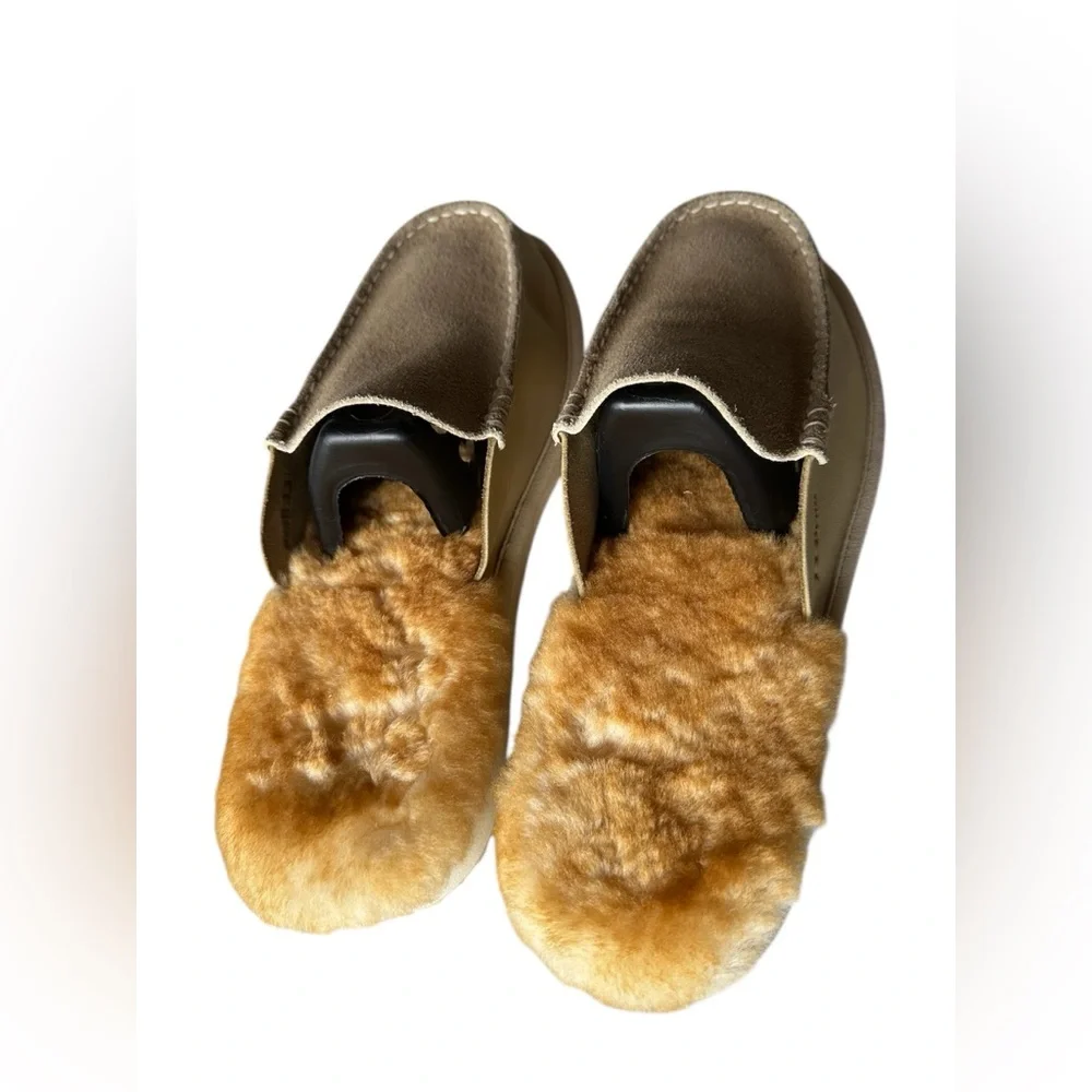 L.L. Bean Tan Suede Slip-On Loafers with Warm Lining